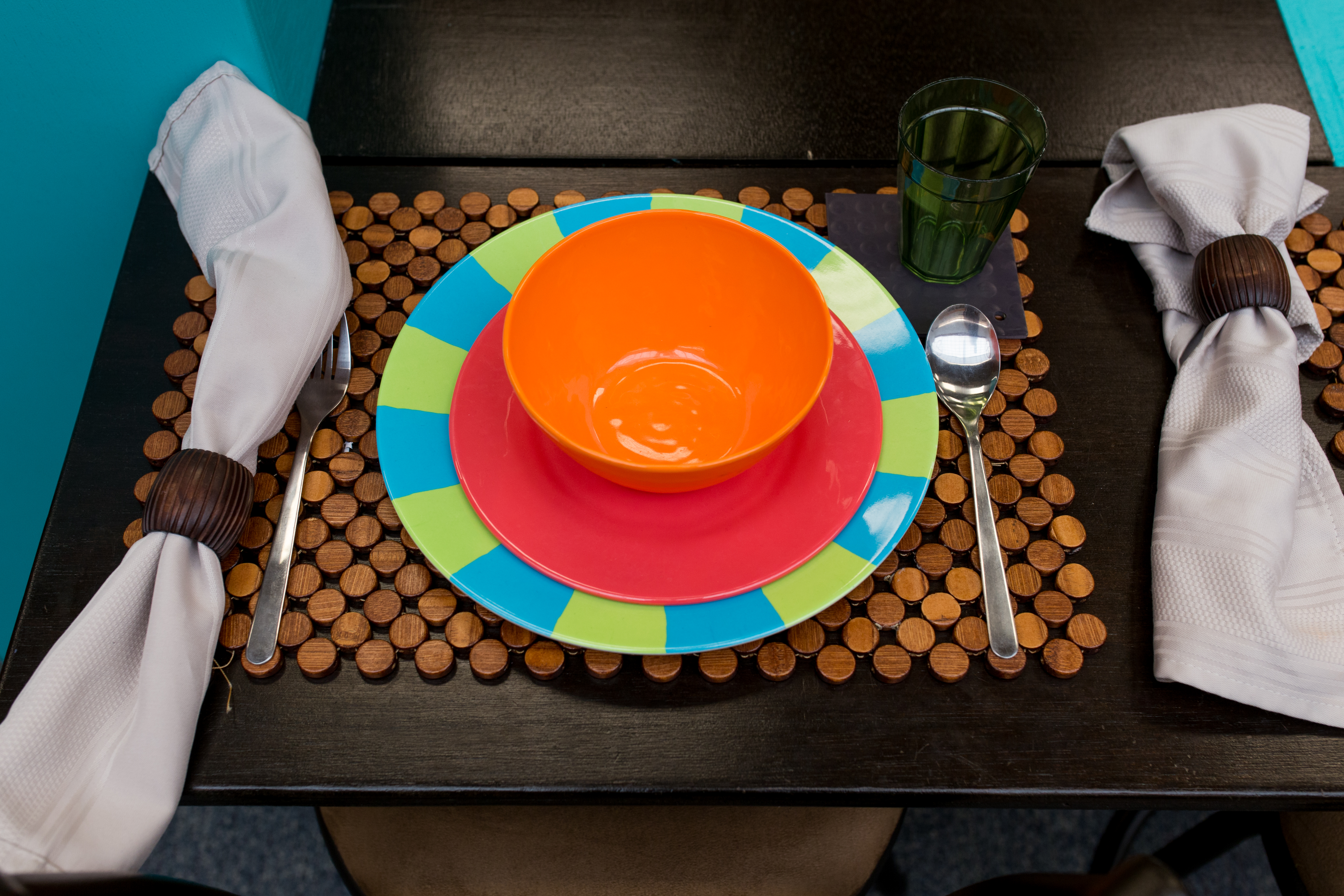 colorful dishes set on a table